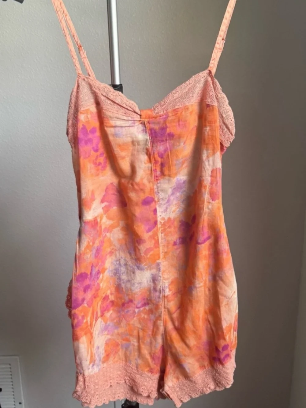 NWT Intimately Free People Forget Me Not Romper Sz S Floral Lace Trim Boho